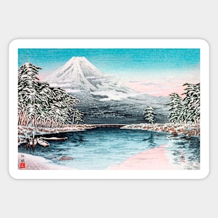 Mt Fuji from Tagonoura, Snow Scene by Hiroaki Takahashi (1932) Magnet